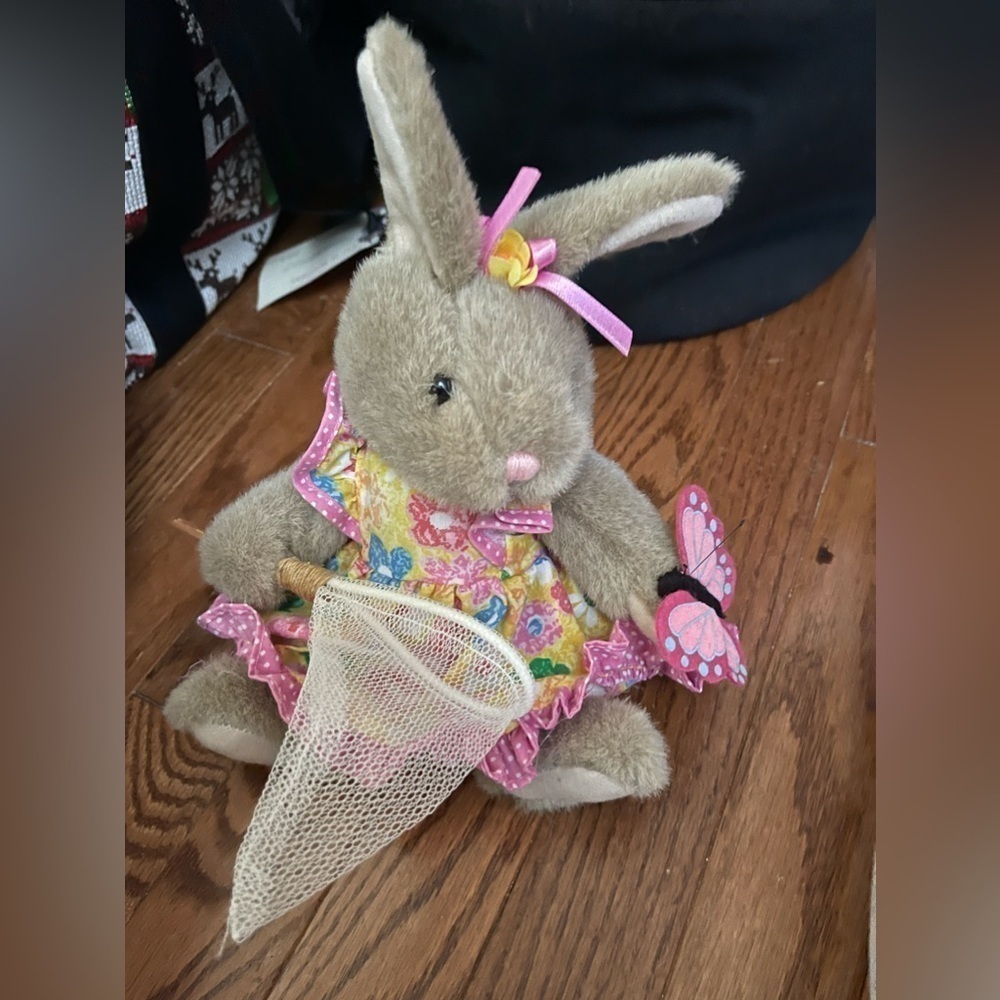 Russ Berrie Jasmine Plush Sunshine Serenade Bunny Rabbit Spring Floral Dress 7”